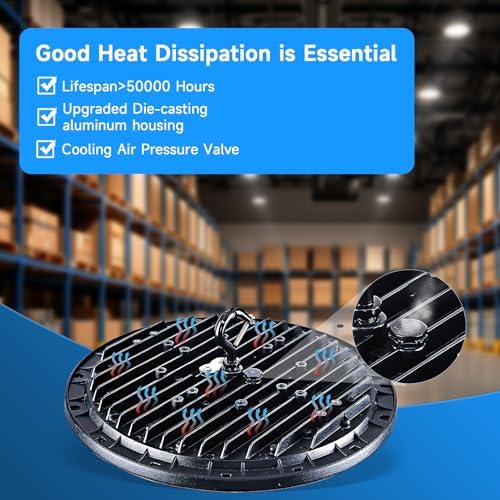 6 Pack Ultra-Thin UFO LED High Bay Light - High Heat Dissipation, 150W 25500LM 5000K Daylight, IP65 Waterproof, Plug & Play with 5ft Cord & U Bracket - LED Shop Lights for Warehouse, Workshop