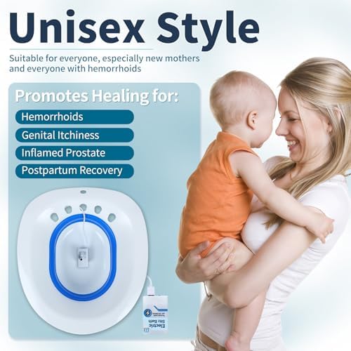 Msiori Electric Sitz Bath for Toilet Seat - Suitable for Pregnant Women and Perineal Care, Hemorrhoids, Sits Bath Kit for Women, Perineal Soaking - Yoni Steam Seat - Collapsible