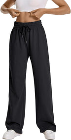 Auriviz Womens High Waisted Drawstring Sweatpants Straight Leg Pants Side Hidden Pockets Sweat Pants 30‘’ Inseam