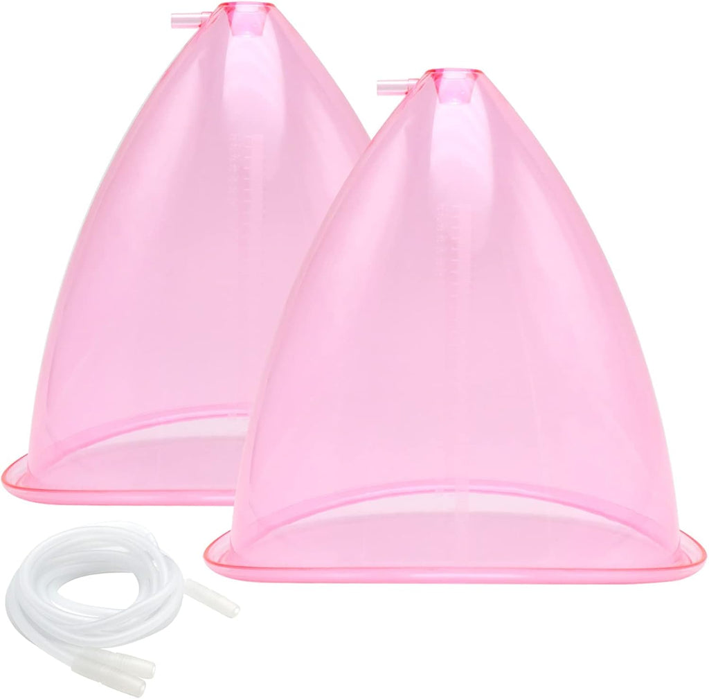 ZILAMPU Buttocks Vacuum Cups 180ml, XL Vacuum Therapy Cupping Machine Accessories 8.26 inch Diameter Butt Suction Cups with Y-Hose for Butt Lifting Body Massage, 1 Pair (Pink)