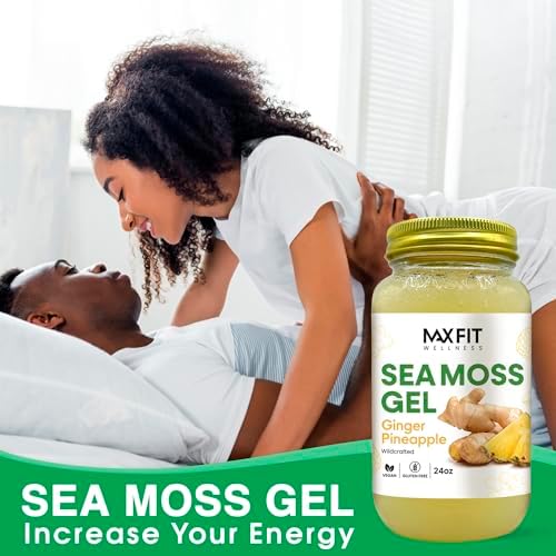 Sea Moss Gel Organic Raw (Bundles) Various Flavors Wildсrafted Gold Sea Moss Gel | 92 Vitamins and Minerals | Pure Raw+Non-GMO | Vegan Superfood (1 jar 24oz, Ginger Pineapple)