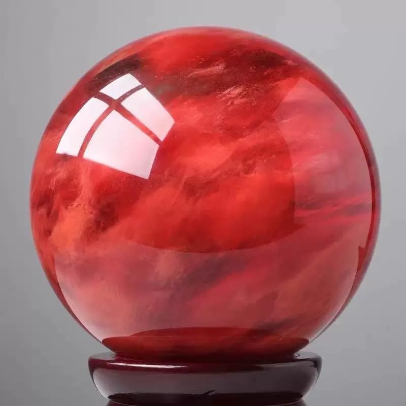 Red Smelting Crystal Ball - Smelting Crystal Sphere Meditation Balls for Witchcraft and Decorative Balls, Meditation & Feng Shui Home Decor, Protection and Energy Cleansing (50-60mm)