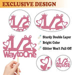 Pink Glitter 1/2 Way to One Cake Topper, 1/2 Birthday Cake Topper, Six Months Cake Topper for Boy Baby's Half Birthday Party, Baby Shower Cake Decorations