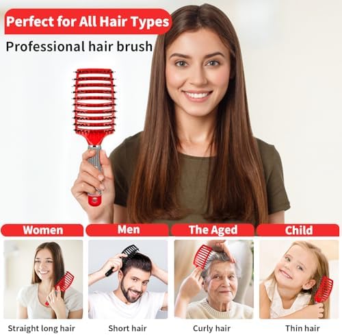 Voremy Magical Brush Detangler 2 Pack, HIPPIH Anti-Static Detangling Brush for Curly Thick Hair, No Pull Hair Brush for Women, Men, Kids, Ultra Detangler Can Add Shine and Smoothing Hair