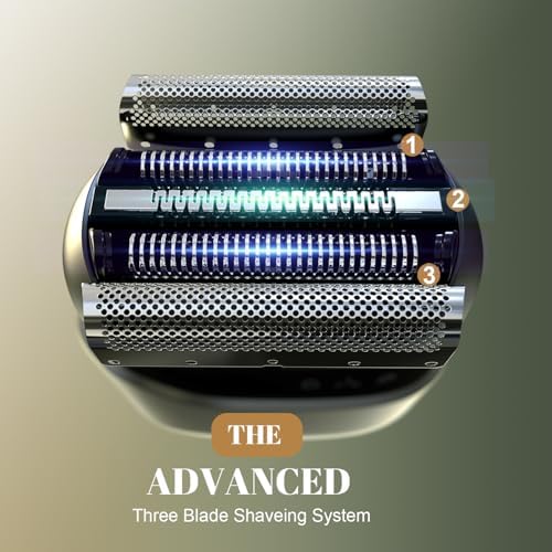 Tulzim Electric Foil Shaver for Men: Portable Electric Razor for Beard/Face - 3 Floating Blade LED Display USB-C Fast Rechargeable - IPX7 Waterproof for Travel & Home,Dark Black