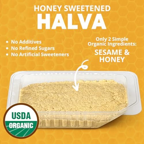 Organic OhGoodness! Honey Halva - Case Of 12 - Only TWO Simple Ingredients, Melt-in-Mouth Snack & Dessert, Honey Sweetened Treat Paleo Friendly - (Honey - Original) 75g Each