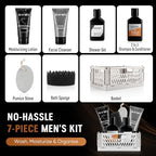 Gift Baskets for Men - 7 Pcs Mens Body Wash & Skin Care Kit | All-in-One Grooming & Bath Gift Set with Cedrus Atlantica Scent | Birthday Gifts for Men, Husband, Boyfriend, Brother, Father