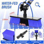 Water Fed Pole Kit,Solar Panel Cleaning Brush and 20Ft Extension Pole,Window Cleaning Pole Kit for High Windows Cleaning,Cleaner Tool with 2 in 1 Window Squeegee and Cobweb Duster