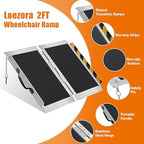 2FT Wheelchair Ramp for Door Thresholds & Curbs - Ultra Lightweight 8.6 lbs, Portable Foldable Design, 800 lbs Capacity, Non-Slip Surface, Recommended for 1-3 Inch Steps