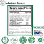 Adaptogen Complex Calmness, Energy and Vitality Booster - Ashwagandha, Schisandra, Astragalus, Ginseng, Rhodiola, and More - Adrenal Support Supplements - 60 Ct
