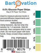 Scientific Glucose Test Paper Strips 0-2% [Bag of 40 Paper Strips] for Food Science or Osmosis/Diffusion Experiments
