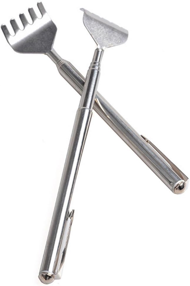 DayCount® Pack of 2 Extendable Back Massagers, Stainless Steel Scratcher Foldable Portable Purse Size Claw