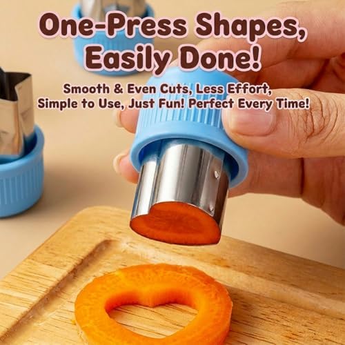 4-Pack Mini Vegetable Cookie Cutters, Stainless Steel Fruit Shape Cutters for Baking, Pastry Stamps Mold Set for Kitchen, Blue