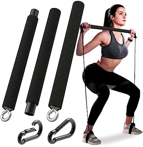 Tribe Lifting Resistance Band Bar - Portable Steel Workout Bar for Resistance Bands - Adjustable 38 to 26 Inch - Straight Bar Attachment for Cable Machine and Home Gym Exercises