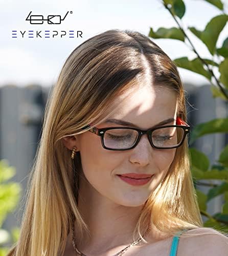 Eyekepper Reading Glasses with Spring Hinges for Women 5 Pack Black-red Frame Readers +2.25