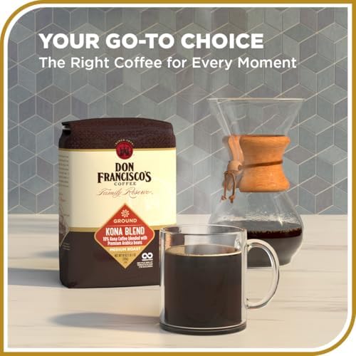 Don Francisco's Kona Blend Ground Coffee, Medium Roast – 100% Arabica Coffee, 18 oz Bag