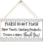 Please DO NOT Flush Paper Towels, Sanitary Products, Tissues & Wipes. Thank You! - Functional Sign for Bathroom Or WC Using A Septic Tank System (US-G048)