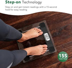 Scale for Body Weight, Accurate Bathroom Scales, Digital Weighing Machine for People, 400lb Capacity, LCD Display, Step-On Technology, Tempered Glass, Measuring Tape Included