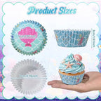 200PCS Ocean Animal Cupcake Liners Mermaid Scales Seahorse Shell Starfish Baking Cups Muffin Wrappers for Mermaid/Under the Sea/Summer Beach Wedding Baby Shower Birthday Party Cake Decor