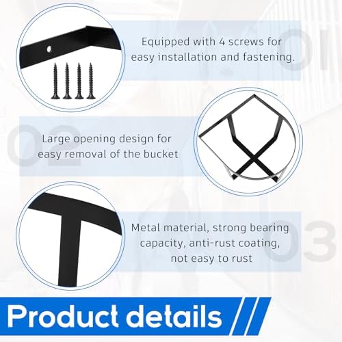 Teenyyou 2 Pcs Heavy Duty Metal Bucket Holder Securely Bucket Hangers for 5 Gallon Horse Water and Feed Pre Installed Pail Holder for Horses, Wall Mount(Two Strip Style)