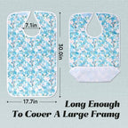 Adult Bibs - 3 Pcs Washable Clothing Protector with Crumb Catcher, Reusable Waterproof Large Feeding Adult Bibs Blue
