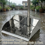 Metal Dustpan Long Handle Stainless Steel Dustpan,Heavy Duty Standing Dust Pan with Teeth, Indoor Outdoor Up for Home Kitchen Lobby Room Office
