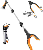 43" Foldable Grabber Reacher Tool,Reacher Grabber Pickup Tool,Folding Grabbers for Elderly Grab It Reaching Tool with Rotating Jaw+Magnets,Grabber Reacher Tool Heavy Duty