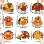 Whaline 72 Pcs Fall Thanksgiving Cupcake Topper 9 Designs Cartoon Turkey Cupcake Picks Turkey Food Picks with Glue Point Appetizers Toothpicks for Autumn Party Supplies Food Decoration