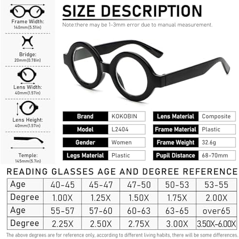 3 Pack Oversized Round Reading Glasses for Women and Men Blue Light Blocking Comfortable Readers