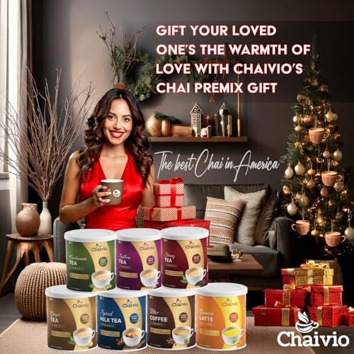 Chaivio Saffron Chai Tea Latte, Unsweetened Instant Tea Powder, Authentic Chai with Natural Ingredients, No Preservatives, Exotic Chai Tea Powder, Quick and Healthy Tea (1 lb)