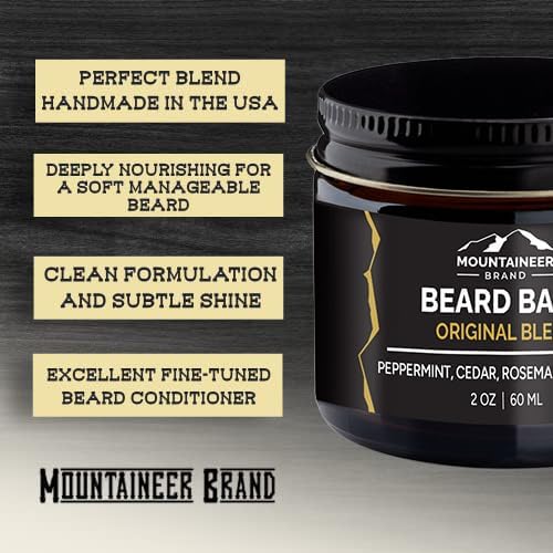 Mountaineer Brand Natural Beard Balm with Original Scent | Scents Inspired by Nature | Beard Butter for Men | Leave in Condidtioner | Hydrates, Softens and Tames | Made in West Virginia | 2oz