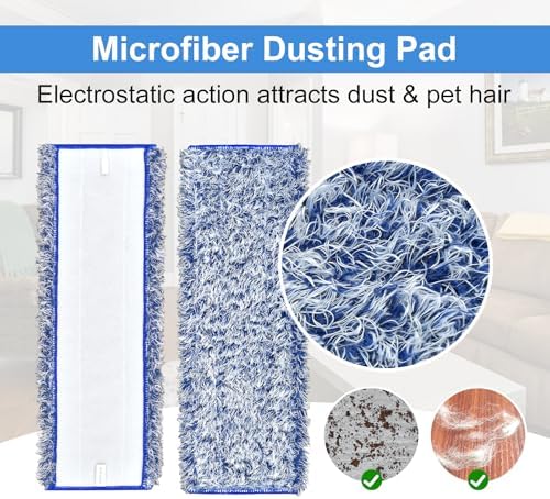 4 Pack Microfiber Cleaning Pad for Bona Mop Safe for Hardwood & Hard Surface Floors Dry Wet Floor Cleaning - Includes 2 Microfiber Cleaning Pad and 2 Dusting Pad - Microfiber Mop Pads for 18Inch Mop