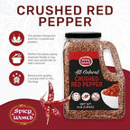 Crushed Red Pepper Flakes 4 LB Bulk Jar (64 Oz) - All Natural, Pure, Chilli Flakes Hot Pepper, Great on Pasta and Pizza by Spicy World - Can Also Be Used For Yards, Backyard Protection, Chicken Protection