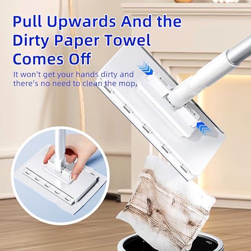 KZKR Snap Grip Mini Mop, No-Touch Disposable Lazy Mop, Easy Mopping Flat Dust Mop for Small Spaces, 1 Second Installation