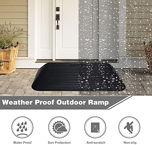 3.5" Rise Threshold Ramps Doorway, Wheelchair Ramp with Non-silp Surface, 4400 LBS Capacity, Solid and Portable, for Steps, Driveway and Curb Black