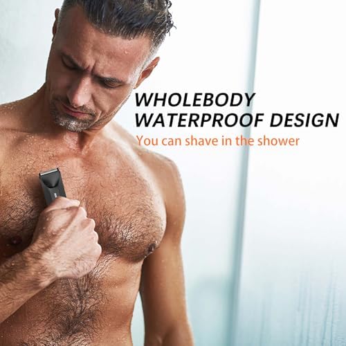 MAXGROOM Manscape Body Hair Trimmer for Men, IPX7 Waterproof Pubic & Groin Hair Trimmer- Electric Ball Shaver with LED Light, Ceramic Blade, USB Rechargeable & Travel Pouch