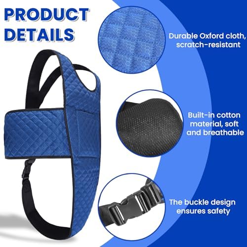 Wheelchair Seat Belt, Wheelchair Safety Belt with Pocket, Wheelchair Seatbelt, Adult Wheelchair Harness for Adults Anti-Slip Adjustable Wheelchair Accessories Adjustable Straps Buckles(Blue)