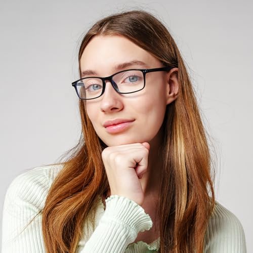 6 Pack Rectangle Reading Glasses for Women Men Lightweight Flexible Blue Light Blocking Readers with Spring Hinges