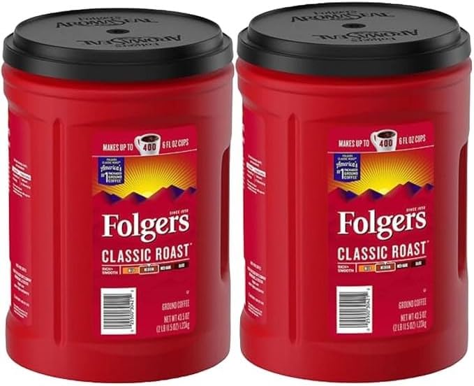 Folger Classic Roast Ground Coffee Medium Roast (43.5 oz.) - 2 Pack