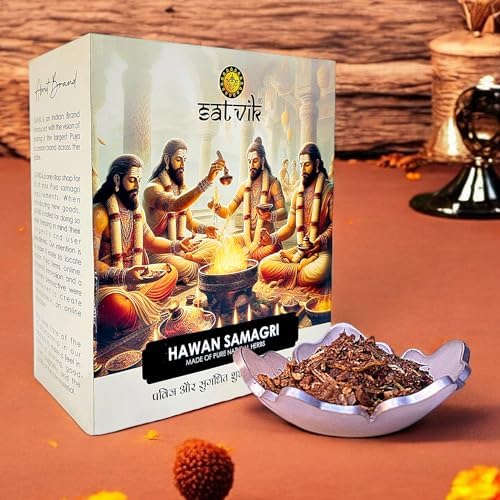 SATVIK 500 Gram Havan Samagri for Pooja | Hawan Kund, Durga Puja, Home Pooja, Yagya, Diwali Hawan/Havan Yagya Shanti Hindu Pujan Rituals Home Mandir Religious Spiritual Prayers Pooja