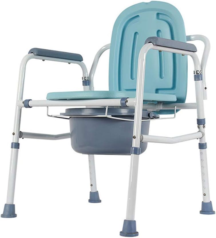 QWEASDF Steel Folding Bedside Commode, Commode Chair, Toilet is Height Adjustable, Suitable for Elderly/Weak/Pregnant Women 440 LBS Weight Capacity