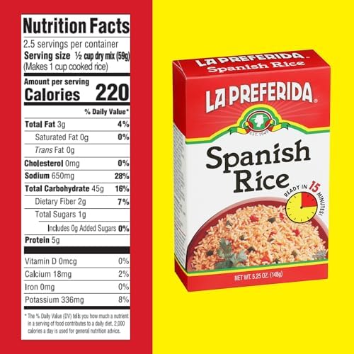 La Preferida Boxed Spanish Rice (Fluffy Mexican-Style Rice with Bell Peppers) – Ready in 15 Minutes. A Quick Side Dish for Any Meal. Vegan & Vegetarian-Friendly, 5.25oz. (Pack of 6)