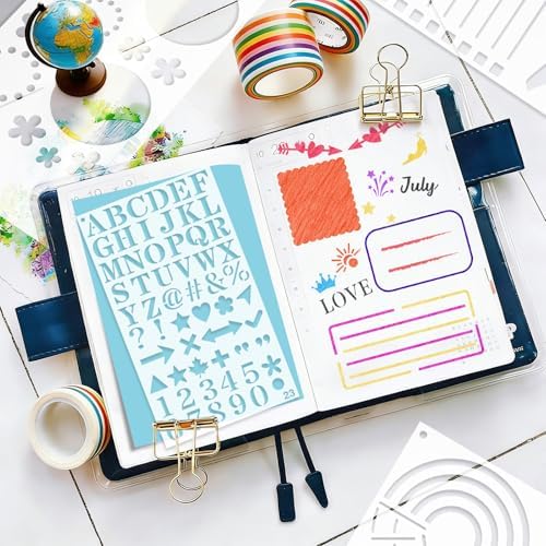 36 Pcs Journal Stencils, Planner Stencils for Journaling Scrapbook Notebook Diary, Scrapbooking Supplie Washable Durable