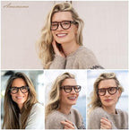 AMOMOMA 3 Pack Retro Square Reading Glasses for Women Men Trendy Vintage Blue Light Blocking Readers AM6200