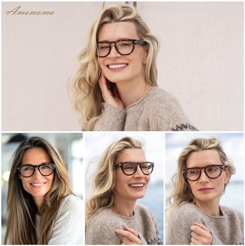 AMOMOMA 3 Pack Retro Square Reading Glasses for Women Men Trendy Vintage Blue Light Blocking Readers AM6200