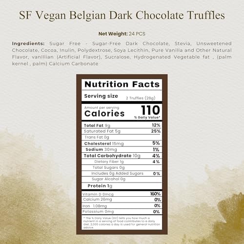 Andy Anand Sugar Free Vegan Belgian Dark Chocolate Truffles, Assorted Gourmet Luxury Gift Box, Dairy & Soy Free, | Delicious, You Won't Believe it's Diabetic Friendly | Sweetened with Stevia - 25 Pc