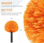 Cobweb Duster Brush Head, Spider Web Cleaning Tool, Indoor & Outdoor Use, Fits 3/4 Inch Acme Threaded Poles (Orange)