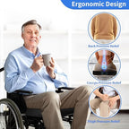 Wheelchair Cushions, 18''x16''x 3'' Gel Wheelchair Seat Cushion with Lumbar Pillow, (2-Piece Set) for Relieve Sciatica, Back, Coccyx, Pressure Sore, Pressure Relief, with Anti-Slip Cover, Strap