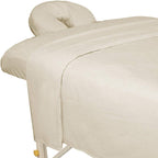 ForPro Premium Flannel 3-Piece Massage Sheet Set for Massage Tables, Includes Flat, Fitted Sheet, and Fitted Face Rest Cover, Natural