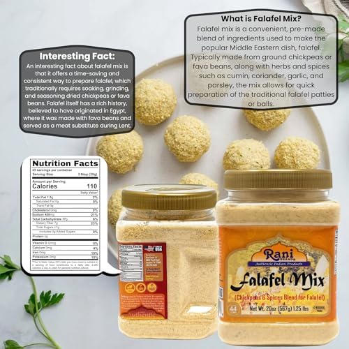 Rani Falafel Mix (Chickpeas & Spices Blend for Falafel) 20oz (1.25lbs) 567g PET Jar ~ Gluten Friendly | NON-GMO | Kosher | Product of USA